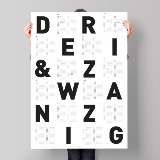 Typografischer Wandkalender 2023