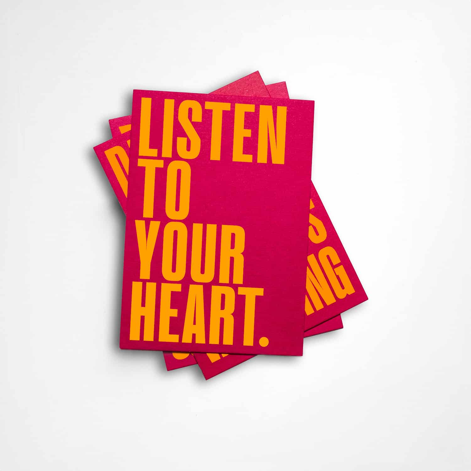 Postkarte *Listen to your Heart* Neonorange-Pink