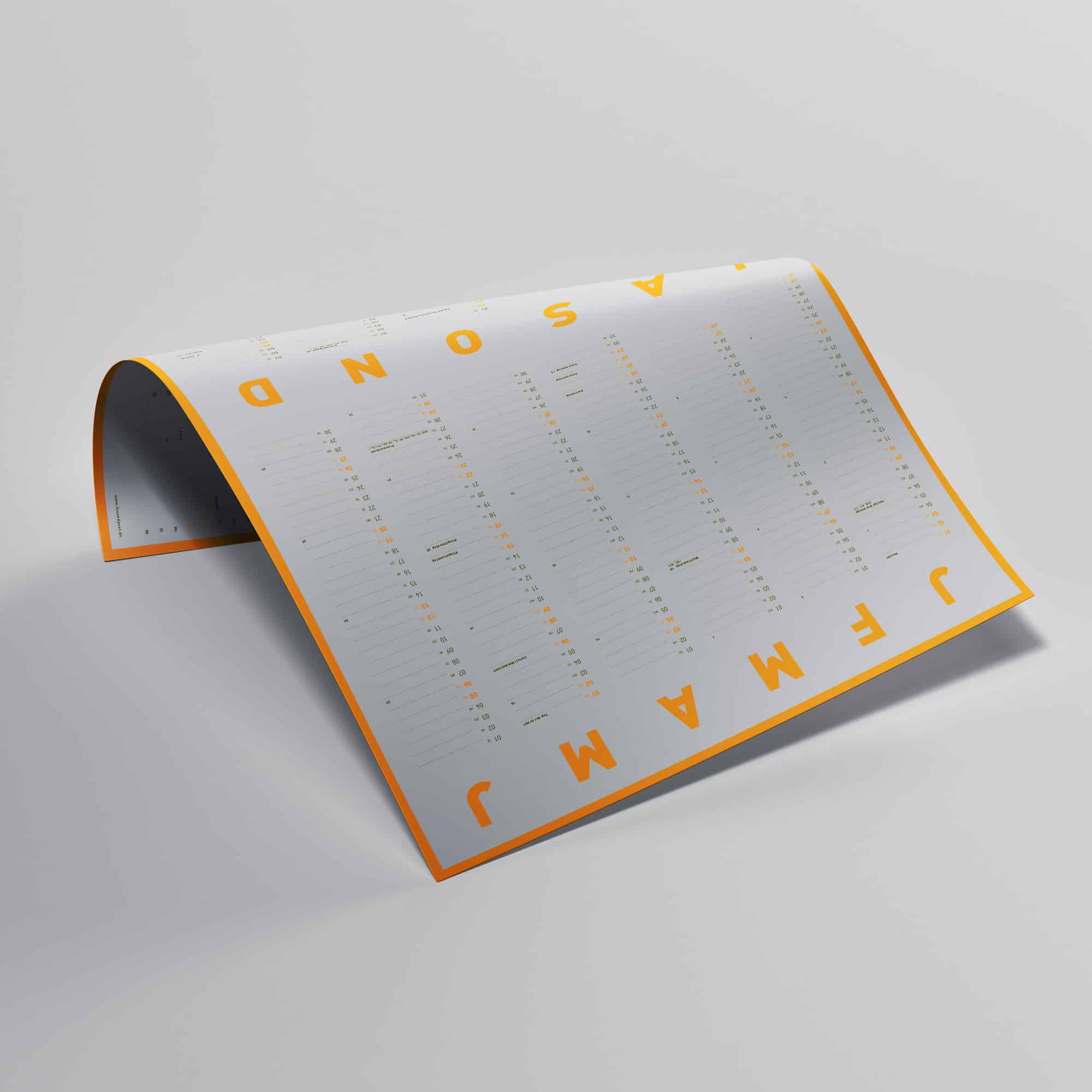 Wandkalender 2027 Wendekalender A1 Neonorange weiß, foxandpoet