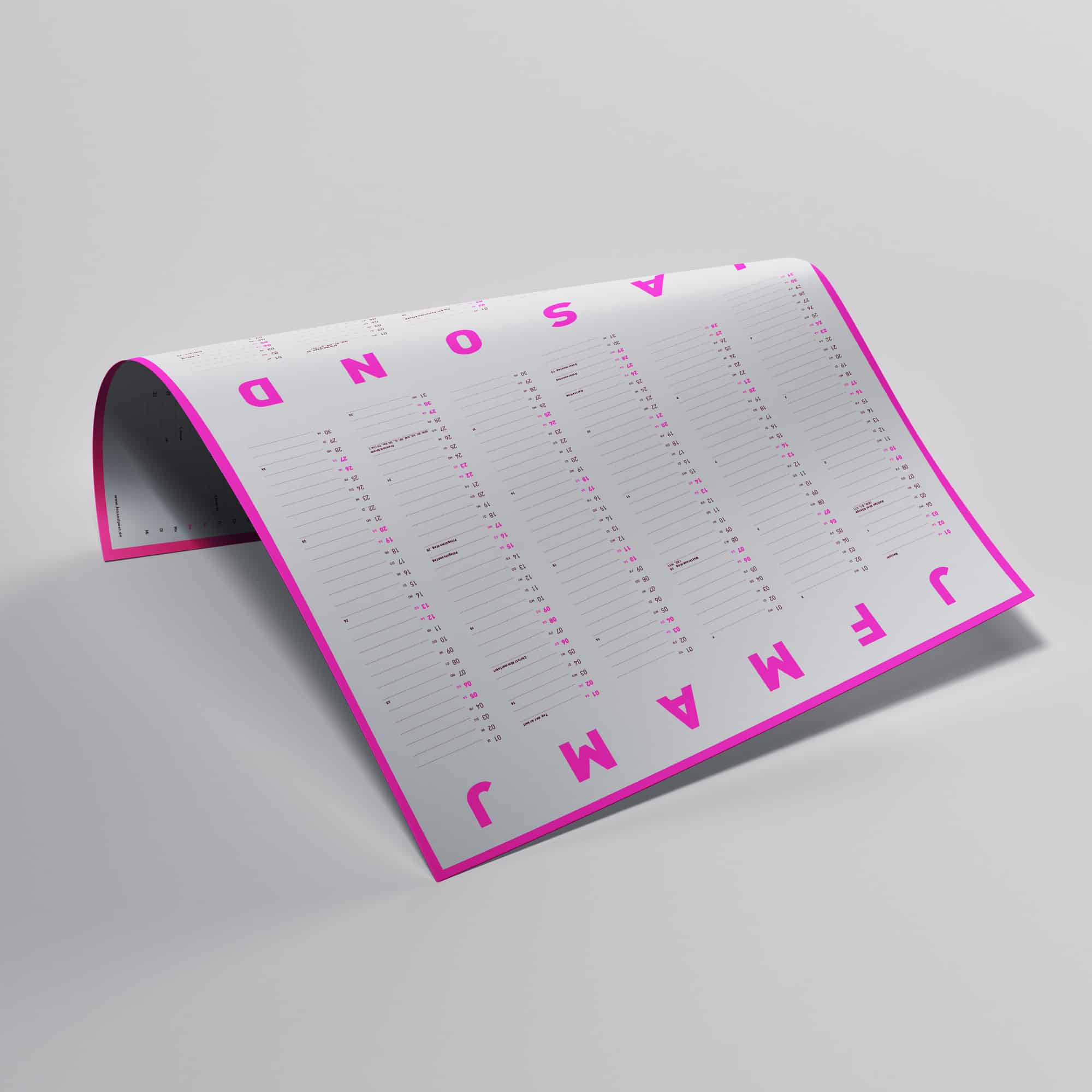 Wandkalender 2027 Wendekalender A1 Pink weiß, foxandpoet