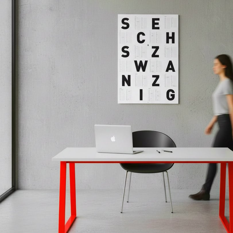 Typografischer Wandkalender 2026 *SCHWARZ/WEISS*