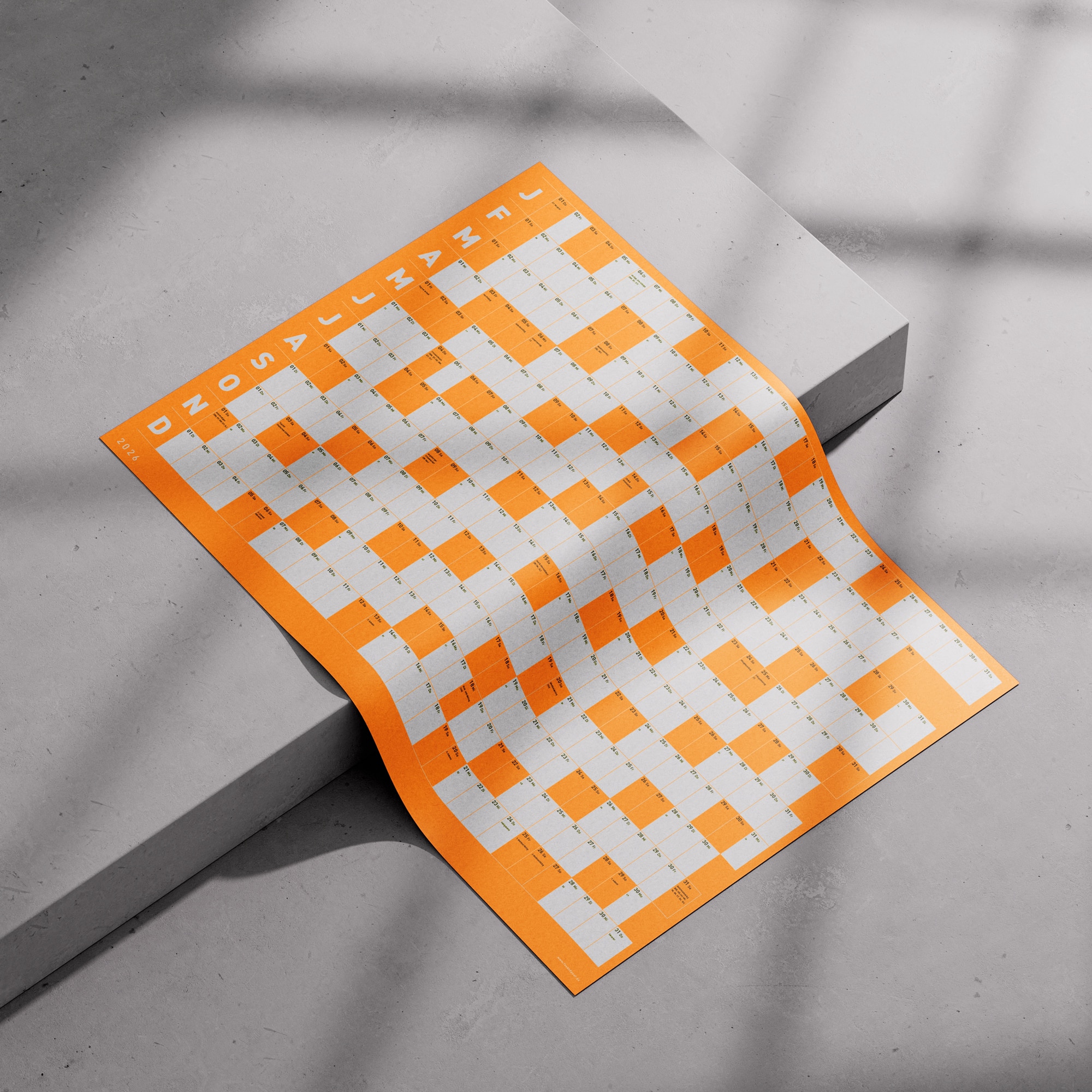 Wandkalender 2026 *NEONORANGE* Raster