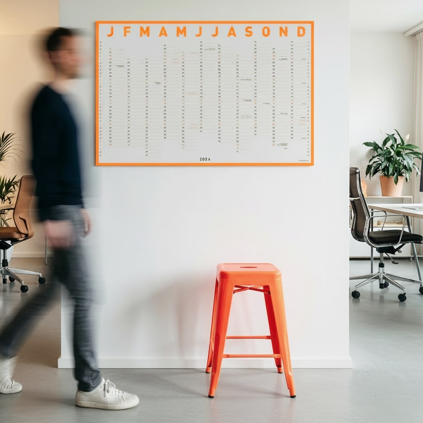 Neonorange Wandkalender A1 zum Wenden FOX&POET