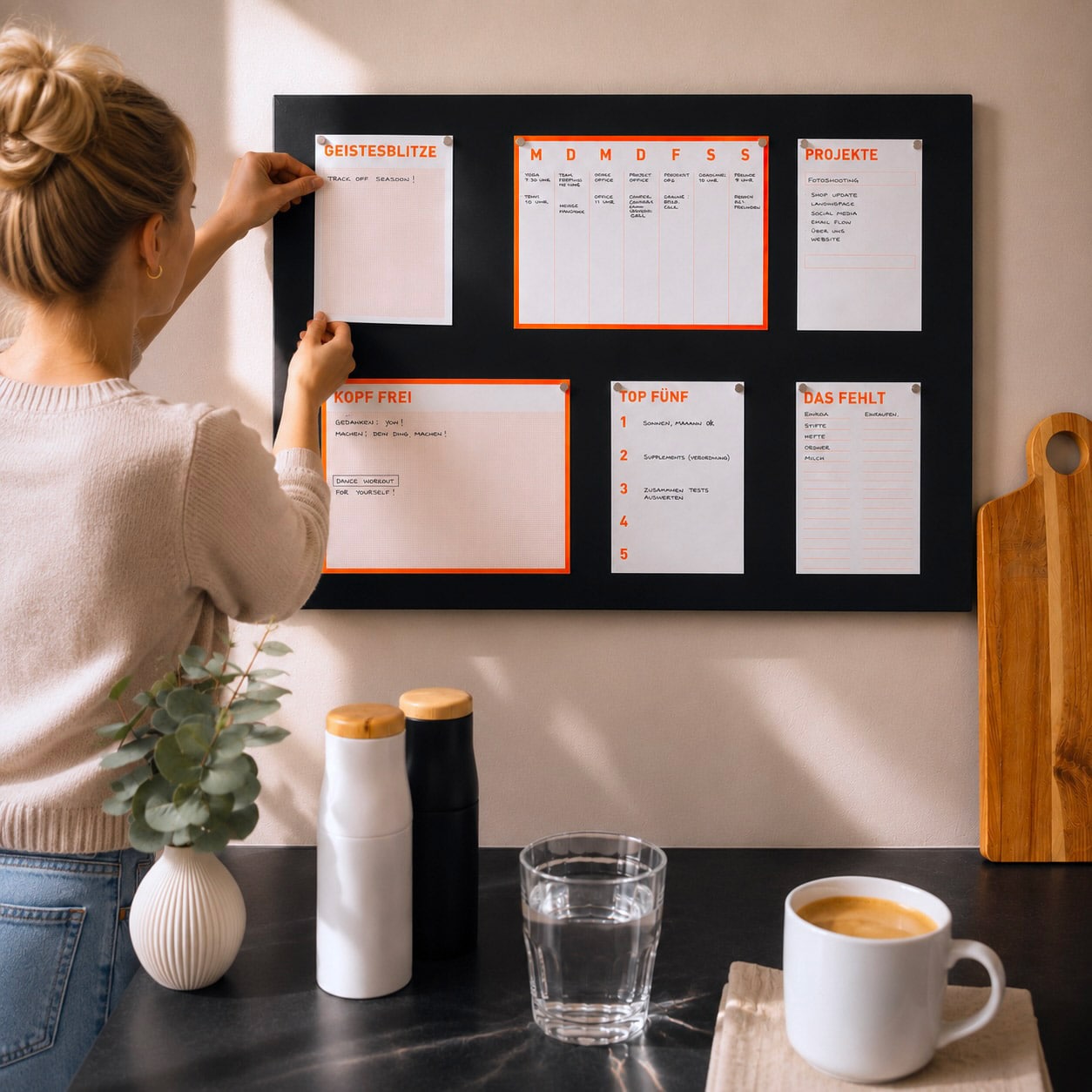 FOX&POET Alltagszentrale als Planungssystem für die Wand an einer Magnettafel